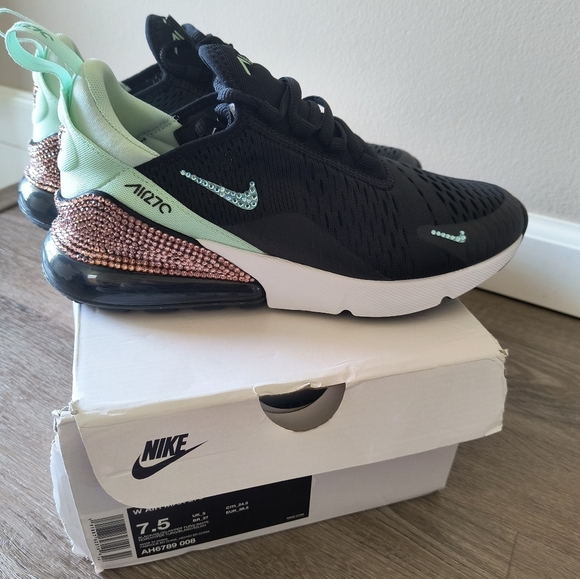Women's Nike Air Max 270 Sneakers Customized With Swarovski Crystals Size 7.5 - Picture 8 of 8